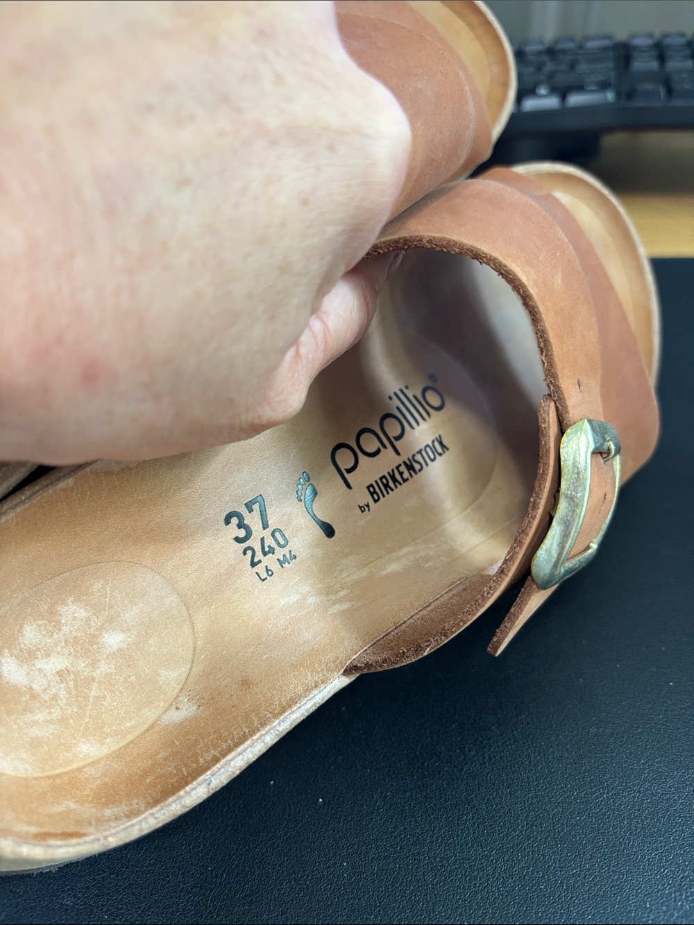 Birkenstock Papillio Cognac Single-Buckle Leather Slide - Picture 3 of 8